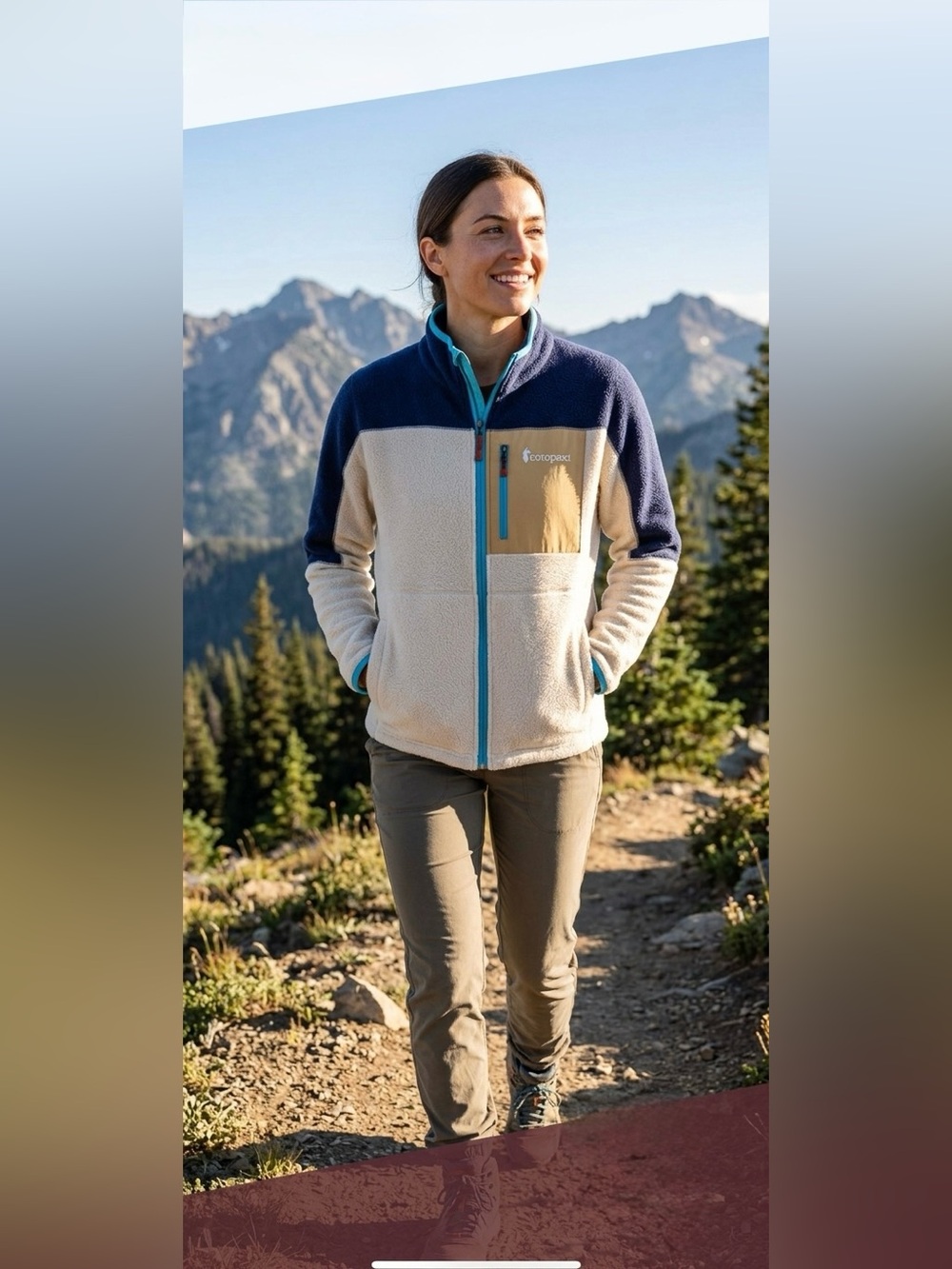 Cotopaxi Fleece Full-Zip Jacket | Cream & Navy | Size Small (EUC)